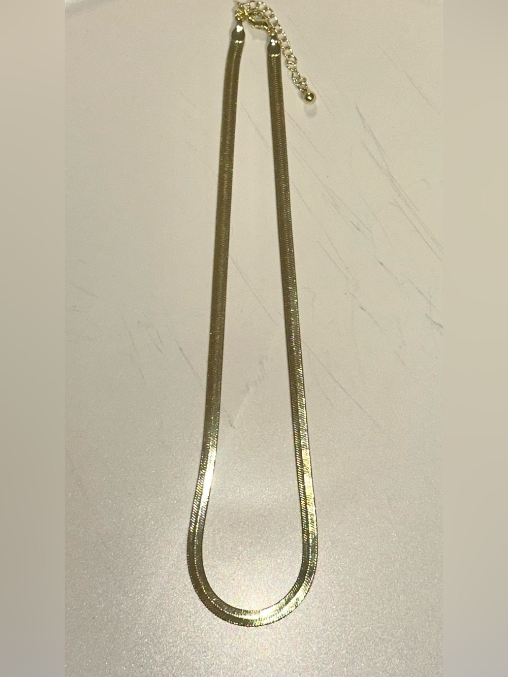 Gold Herringbone Chain Necklace - Elegant Women’s Jewelry 14in